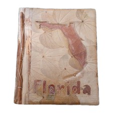 Vintage Wood  Faux Leather Photo Album Scrapbook Florida