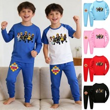 Boys Girls FIREMAN SAM Pyjamas Nightwear Sleepwear Kids Top+Pants Outfit Set