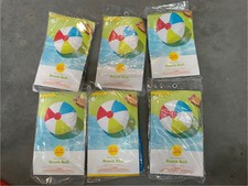 Lot Of 6 - Sun Squad Inflatable Beach Ball 14 Diameter - New In Package