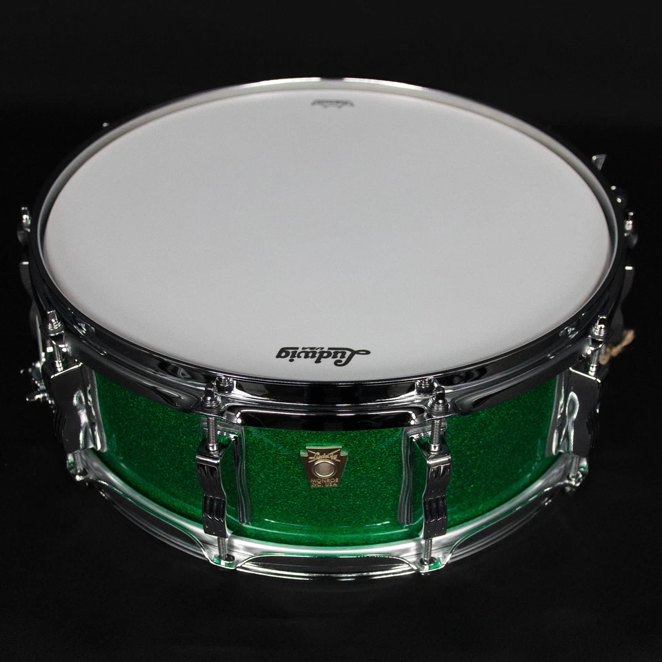 Ludwig 5" x 14" Classic Maple Snare Drum, Green Sparkle - Image 2 of 4