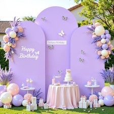 Purple Arch Cover 3 Set - 6FT, 6.6FT, 7.2FT Lavender Arch Backdrop Cover Span...