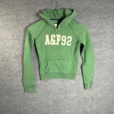 Y2K Abercrombie Fitch Green A F 92 Button Neck Hoodie Sweatshirt Mens Medium