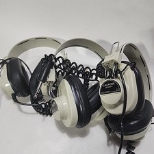 Set Of 3 - Vintage Califone 2924AV-P Over The Ear Mono Headphones Coiled Cord