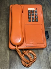 Vtg Northern Telecom Doodle Digitone Dial Orange Phone Desk Or Wall