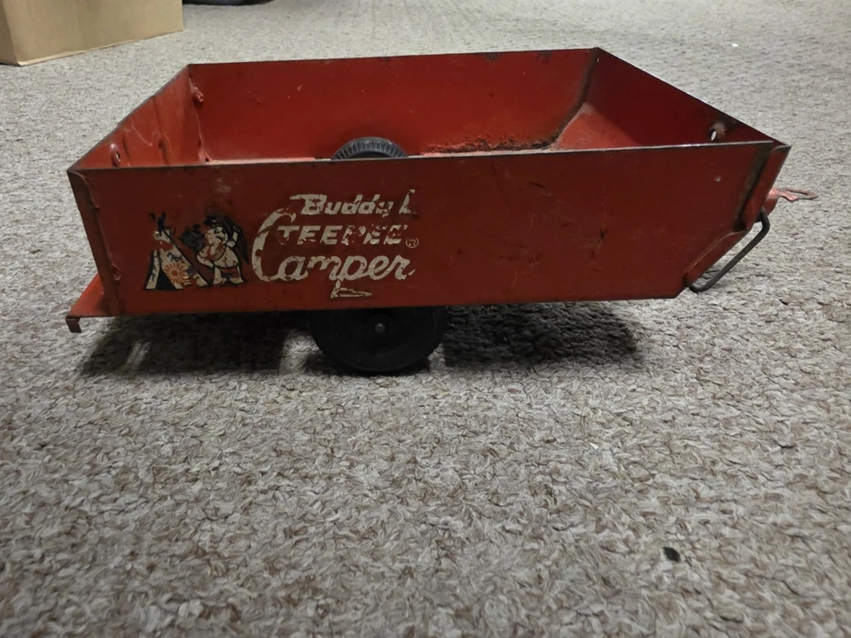 Vintage ROJO Buddy L juguete de acero prensado-TeePee Camper hecho en EE. UU. 10" de largo Foto 3 de 4
