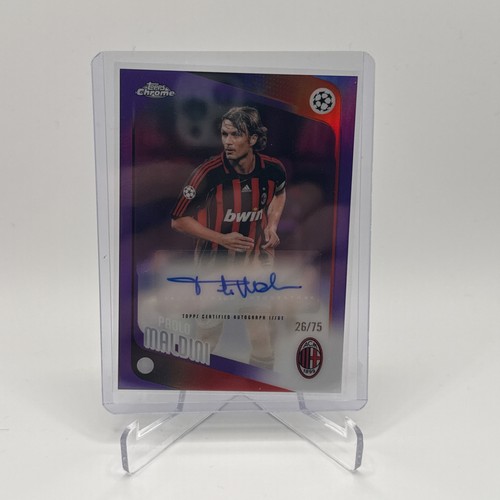 Topps Chrome UEFA UCC Paolo Maldini Auto AC Milan  Purple Refractor Auto /75 Sp