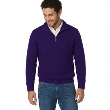 New Chaps Men's Heavyweight Everyday Cotton Quarter Zip Pullover, Purple Size XL