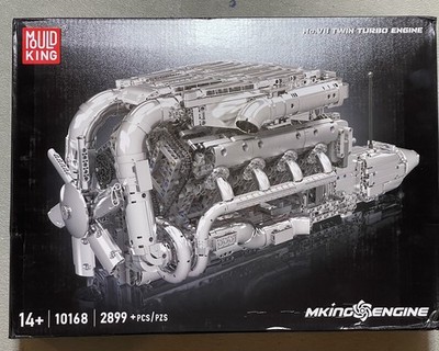Mould King 10168 V8 Engine Turbo Motor Model Building Block Adult STEM  Gift Toy