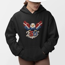 250th Anniversary Eagle Hoodie Patriotic 1776-2026 Bling Style USA Sweatshirt