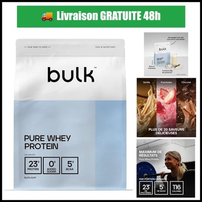 Bulk Pure Whey Protéine en Poudre Vanille 1kg - 23g Protéines - Photo 1/4