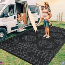 GarveeHome 8x10 Outdoor Rug, Waterproof Reversible Geometric Plastic Carpet,