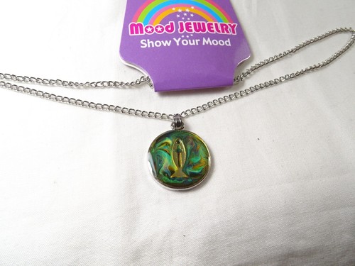 NEW MOOD Color Changing Ichthus Jesus Fish Y2K Hippy Boho 16” Choker Necklace - Picture 3 of 18