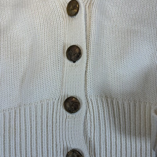 Vintage Yarnworks Cardigan Sweater Women Large Cream Gold Grandmacore Grannycore - Picture 4 of 8