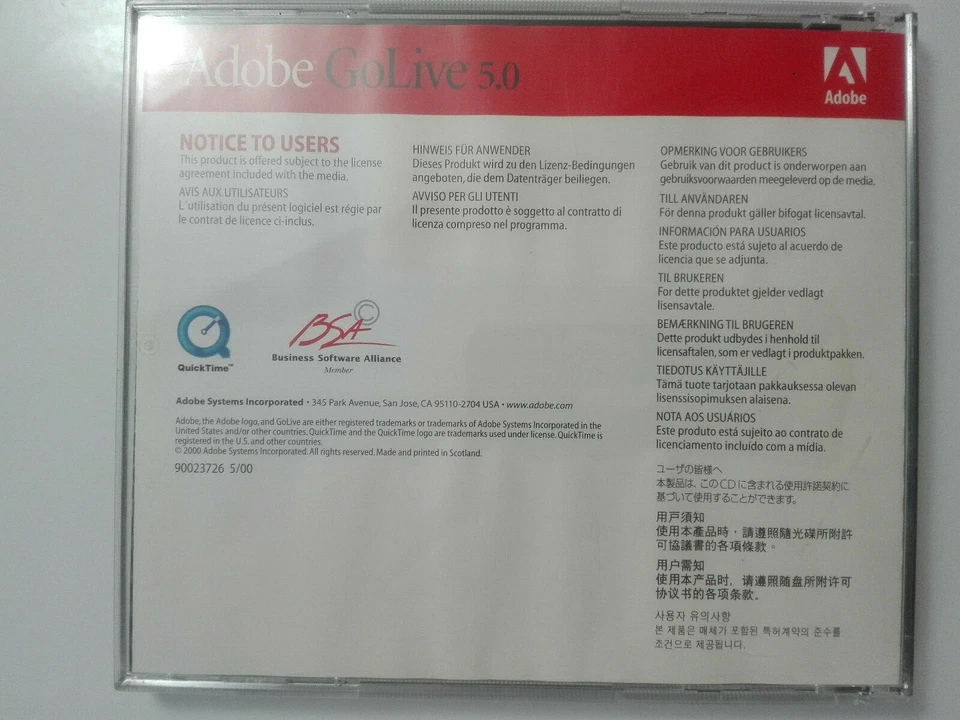 Adobe GoLive 5.0 editor HTML vintage anno 2000 CD originale multilingua - Immagine 2 di 3