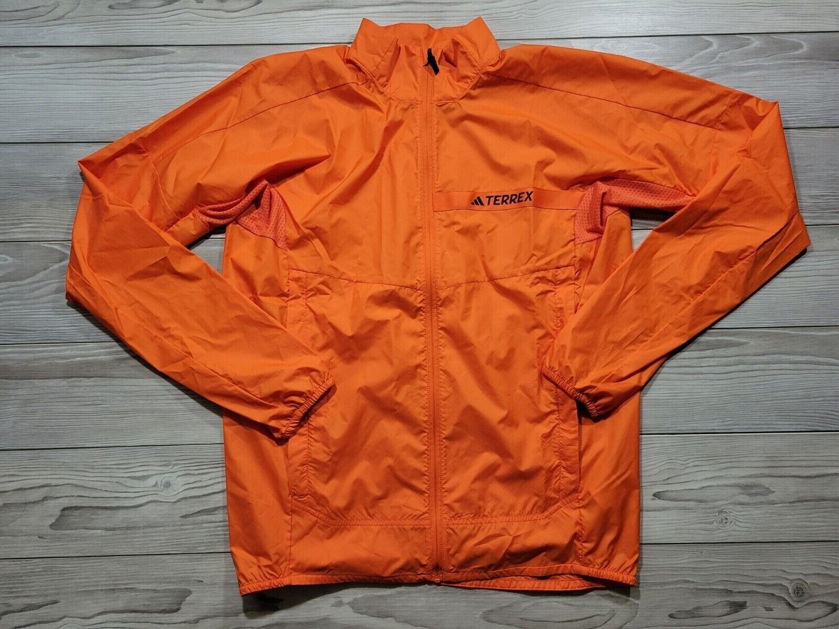 Adidas Terrex Multi Windbreaker Jacket Running Trail Neon Safety Orange Men  Sz L