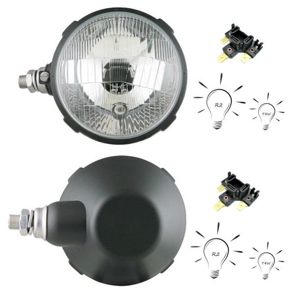 2X Traktorscheinwerfer Positionslicht 12V 24V Zetor M. 2X Stecker Und GlüHbirnen-image