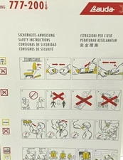 Lauda Amira Airlines Boeing 777 Safety Information Card Instructions Austria 