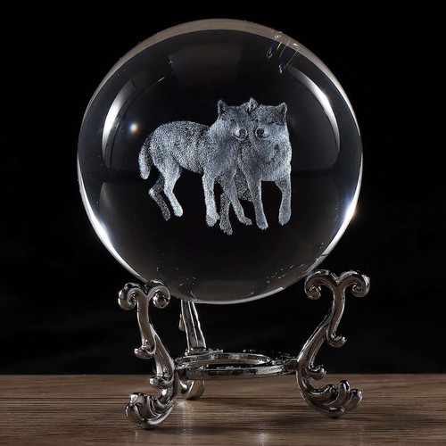 Crystal Ball with Stand 60Mm 3D Engraved Decorative Glass Sphere Paperweight - Picture 12 of 14