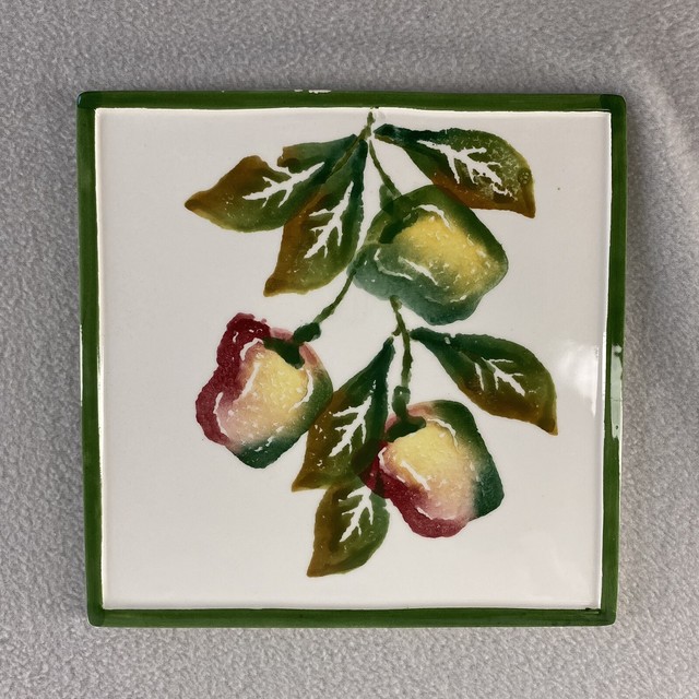 Set of 4 Italian Ceramic Fruit Wall Decor Plaque Tiles 7.75" Square eBay