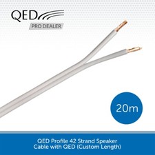 20m QED 42 Strand Oxygen Free Copper OFC High Quality HiFi Speaker Cable White