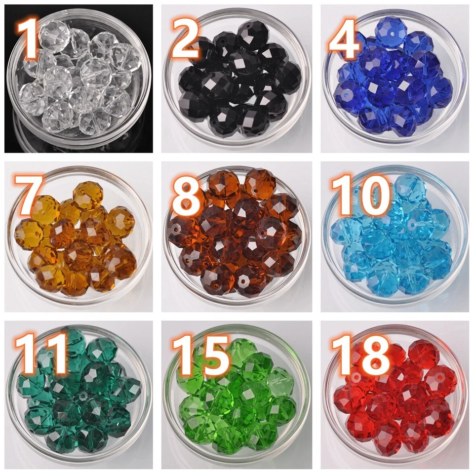 10pcs 18x13mm Big Rondelle Faceted Crystal Glass Loose Beads for Jewelry Making - Image 4 of 4