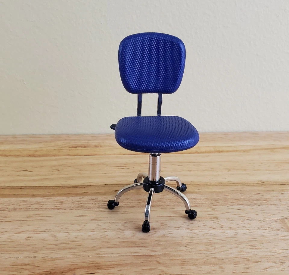 Dollhouse Office Chair Modern Desk Purple/Blue 1:12 Scale Miniature Furniture - Image 3 of 4