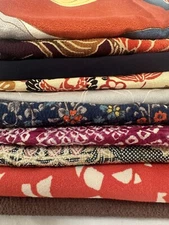 Vintage Japanese kiomono fabric Lot of 10 Bulk 2/3lb 7” x various Length v281
