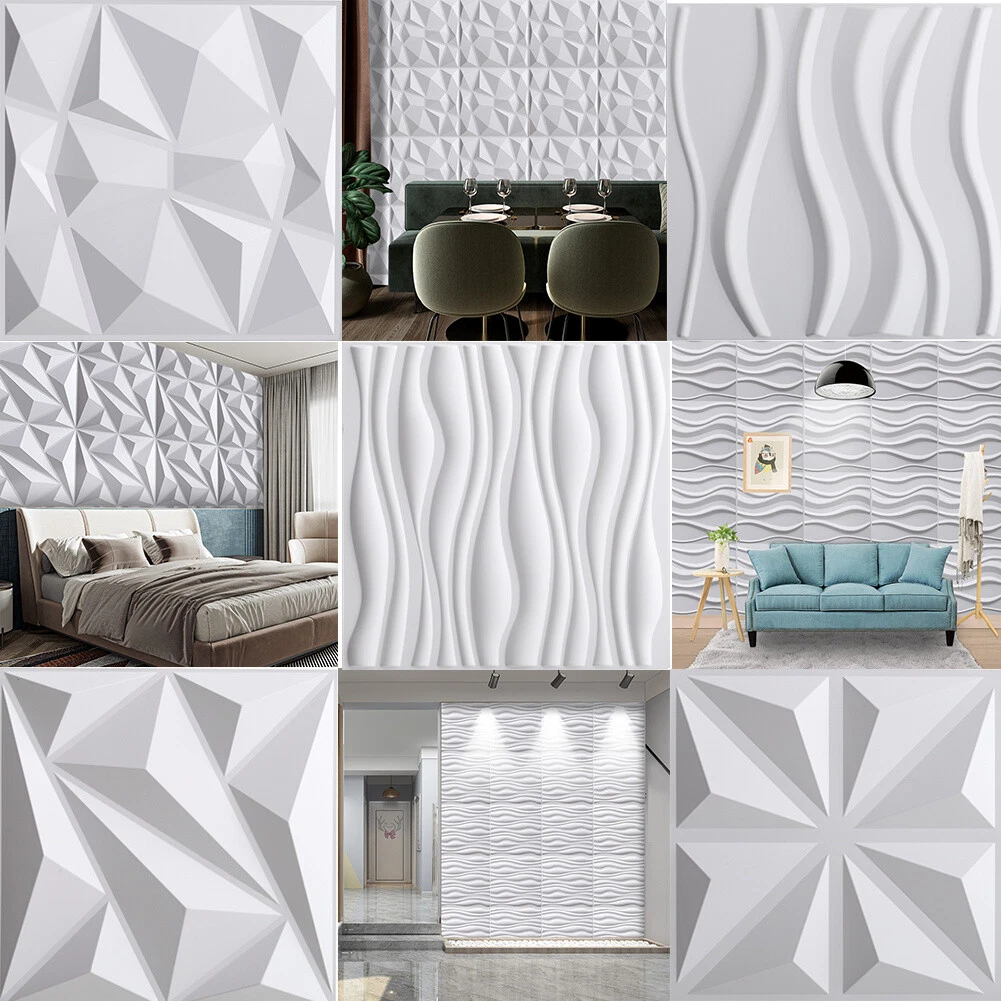3D Wall Panels Ceiling Decor Wallpaper Tiles Cladding White Interior Wall Panels