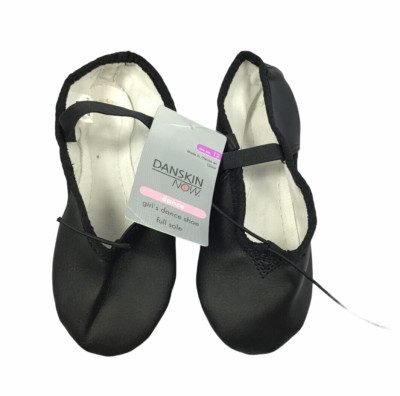 NEW Danskin Now Girls Faux Black Leather Dance Shoe Full Sole - Child Size 12 