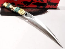 American Hunter Blue Turquoise Stone Stag Bone Eagle Claw Karambit Talon Knife