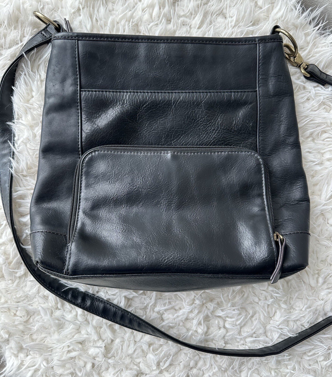 Tignanello Black Leather Crossbody Bag Purse eBay