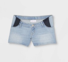 NWT Isabel Maternity Midi Side Panel Jean Shorts Size 2 NEW