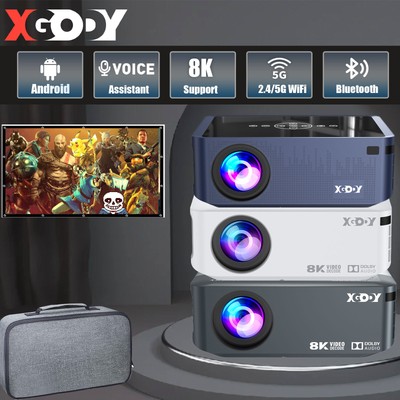 XGODY 8K UHD Projector 5G WiFi Bluetooth Android HDMI Beamer Office Home Theater