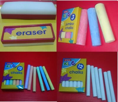 Kinder Kreiden Jumbo Größe weiß & bunt Kreiden Radierer für Kreidetafel Geschenk