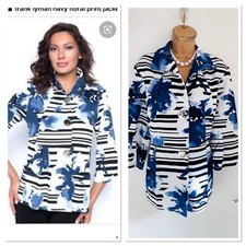 Frank Lyman White & Blue Floral Jacket Uk Size 16-18