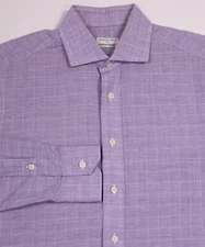 Gitman Bros for Haberdash Purple Plaid Cotton Button-Up Dress Shirt M