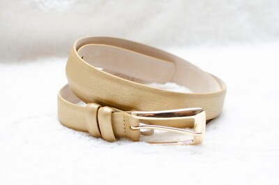 WCM New York Metallic Gold Italian Leather Belt sz L | eBay display picture 1
