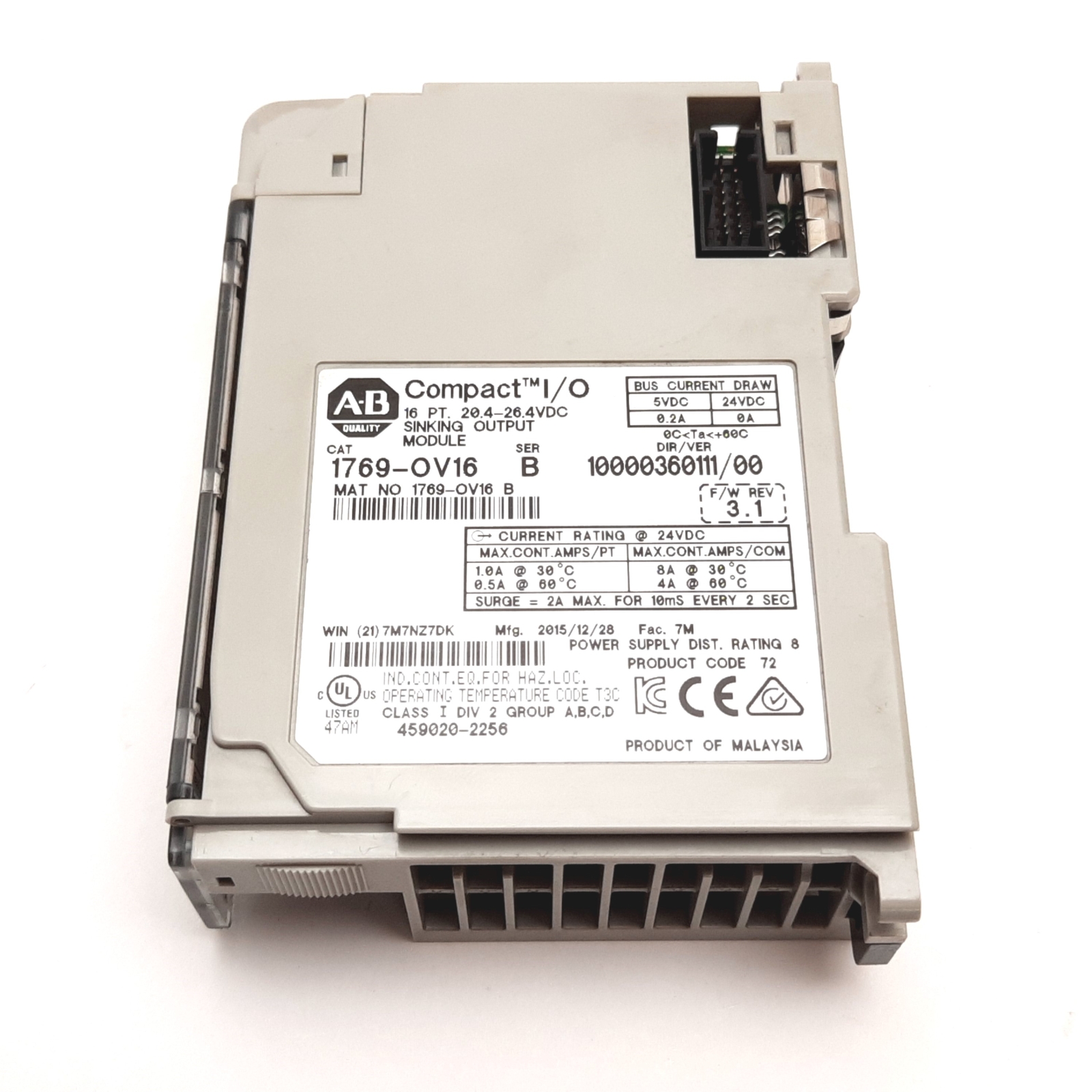Allen Bradley 1769-OV16 Ser. B CompactLogix PLC 16-Point Output Module ...