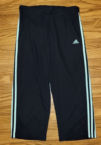 Adidas Women's Small Black u0026 Mint Green 3-Stripe Athletic Capri Workout  Pants | eBay