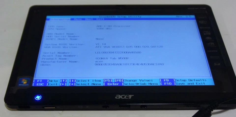 Acer Iconia W500P-BZ841 - Wi-Fi, 10.1in - NO SSD  - Black - WORKS AS IS - READ - Image 3 of 4