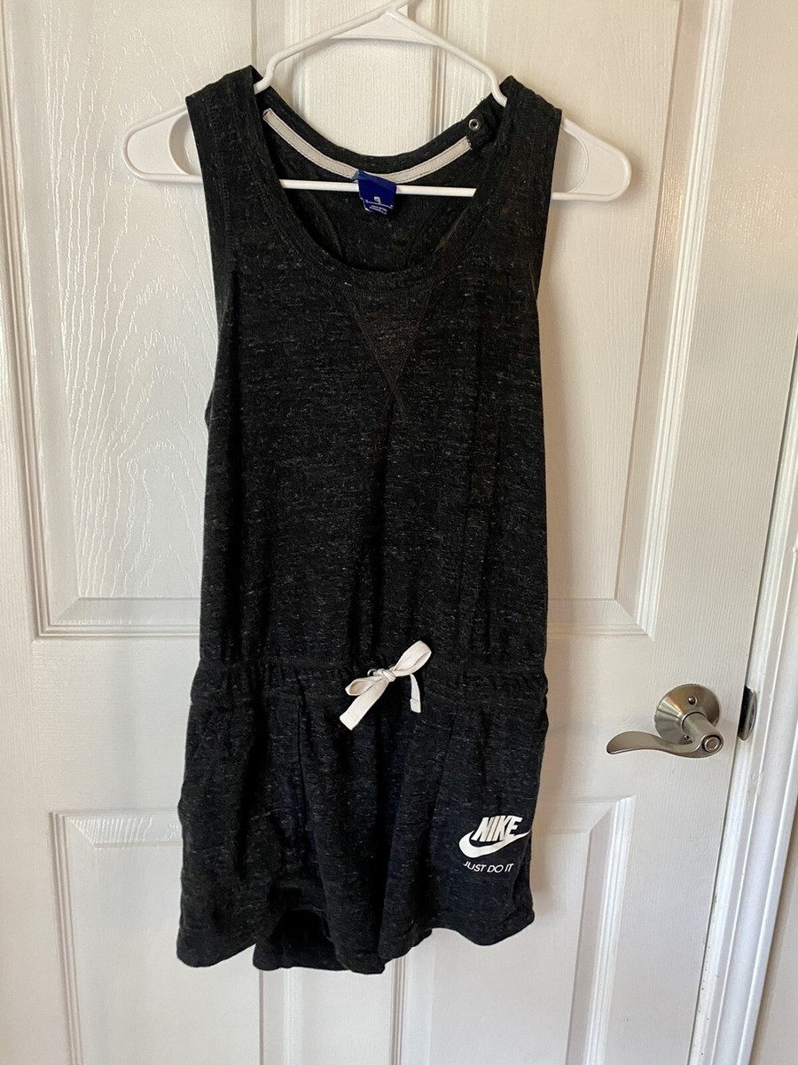Womens Nike Just Do It Logo Small S Gray Jumpsuit Shorts