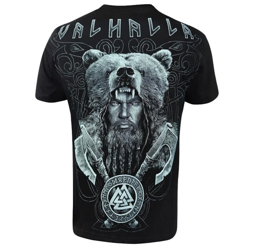 T-Shirt Black Nordic Valhalla Viking Ragnar Odin Thor Wikinger Vikings Berserker