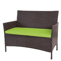 Poly-Rattan Gartenbank Hamar, Sitzbank Bank, Braun-Meliert, Kissen GrüN