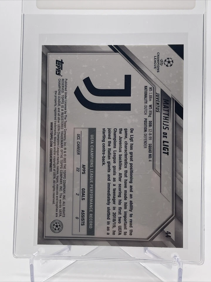 2021-22 UEFA Champions League Sparkle Foil #44 Matthijs de Ligt SP Juventus MINT - Image 2 of 2