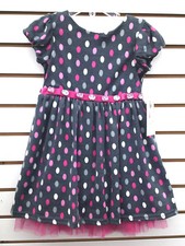 Girls Sweet Heart Rose 52 Gray w/ Polka Dots Dress Sizes 3  4