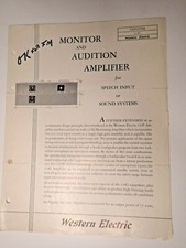 Orig. Western Electric 124G Monitor &amp; Audition Amplifier Brochure !  			