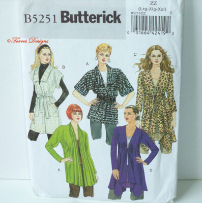 New Butterick Pattern B5251 Jacket Different Styles for Women Size L-XL-XXL