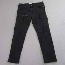 Refinery Republic Mens Distressed Jeans 40 x 29 Black Straight Stretch