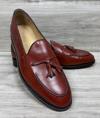 Nettleton Shoes Mens 10 D Mahogany Leather Tasseled Handcrafted Luxury Loafers