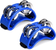 "Facmogu Foot Tambourine 2PCS – Metal Jingles Foot Percussion Instrument, Blue"
